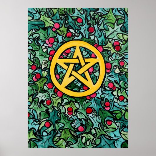 Pagan Weihnachten Pentagram Poster (Vorne)