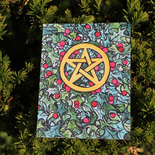 Pagan Weihnachten Pentagram Postkarte