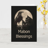 Pagan Wicca Mabon Segen mit Reben und Katzen Karte (Gelbe Blume)