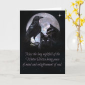 Pagan Wicca Winter Solstice Raven und Katzen Karte (Gelbe Blume)