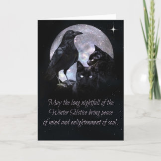 Pagan Wicca Winter Solstice Raven und Katzen Karte