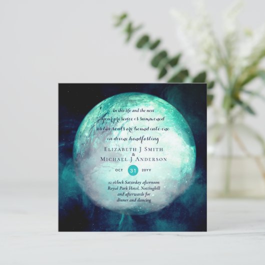 Pagan Wiccan Aquamarin Moon Gothic Handfastinglade (Stehend Vorderseite)