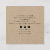 Pagan Wiccan Rustic Kraft Jewelier Designer Quadratische Visitenkarte (Rückseite)