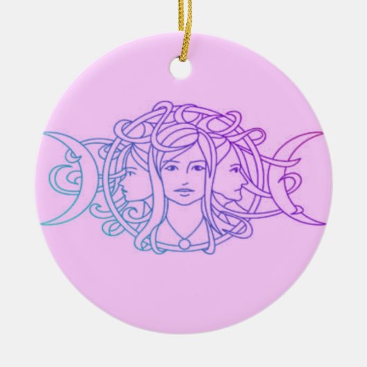 Pagan Wiccan Triple Moon Goddess Keramik Ornament (Vorne)