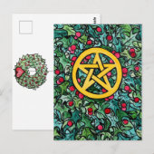 Pagan Yule Pentagram Postkarte (Vorne/Hinten)