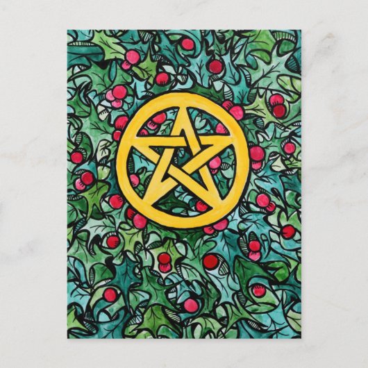 Pagan Yule Pentagram Postkarte (Vorderseite)
