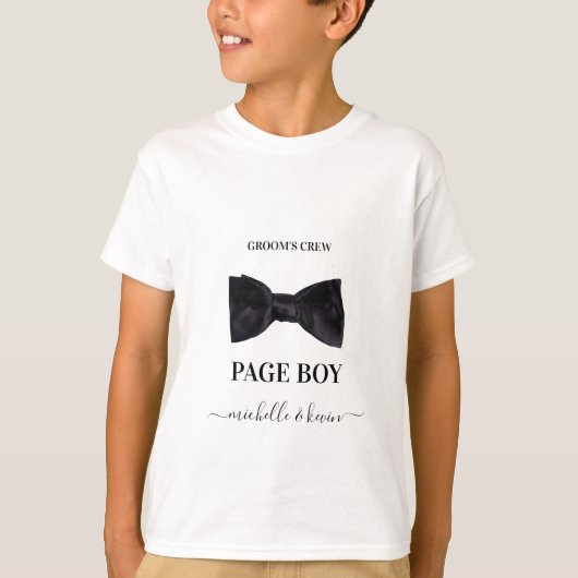 Page Boy Wedding Party Hochzeit Schwarz & Weiß T-Shirt (Vorderseite)