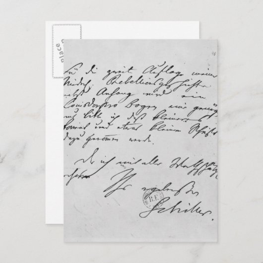 Page of text with his signature postkarte (Vorne/Hinten)