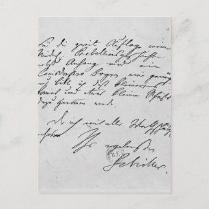Page of text with his signature postkarte