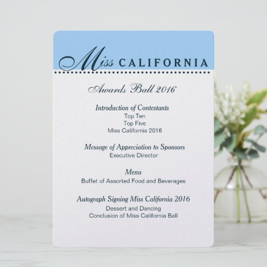 Pageant Awards Ball Programm in Metallic Silver (Stehend Vorderseite)