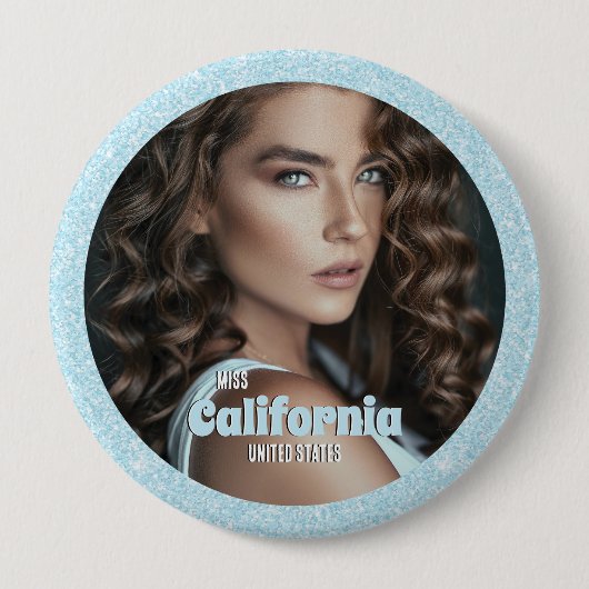 Pageant Button-Button | Aqua Glitzer Glitz Button (Vorderseite)