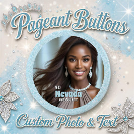 Pageant Button-Button | Aqua Glitzer Glitz Button