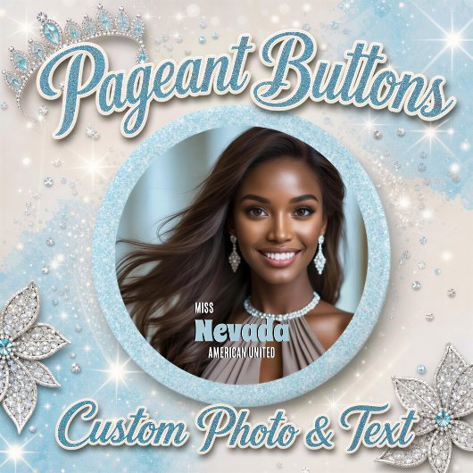Pageant Button-Button | Aqua Glitzer Glitz Button