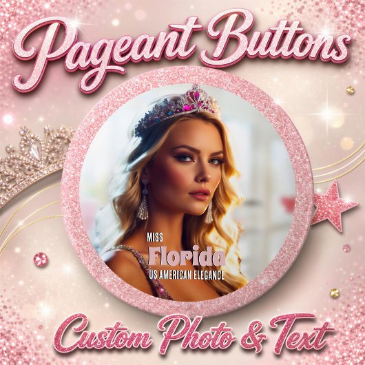 Pageant Button-Button | Foto mit Glitzer Hintergru Button