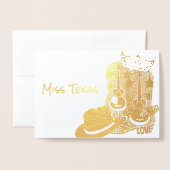 Pageant Crown Cowboy Boot Gold Danke Folienkarte (Vorderseite mit Umschlag)