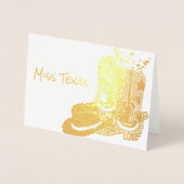 Pageant Crown Cowboy Boot Gold Danke Folienkarte (Vorderseite)