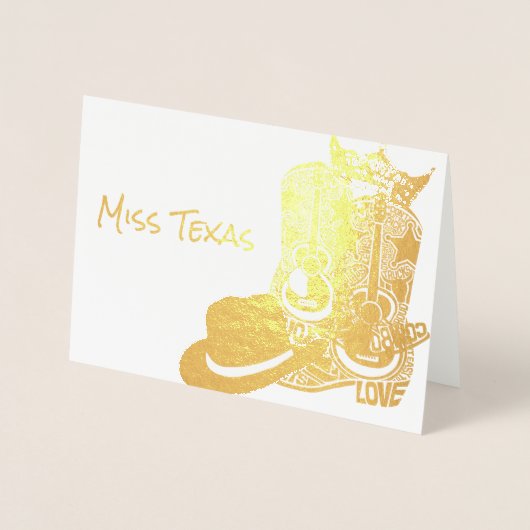 Pageant Crown Cowboy Boot Gold Danke Folienkarte (Vorderseite)