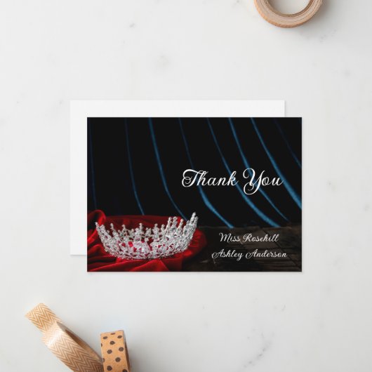 Pageant Crown Flat Danke Karte (Vorderseite/Rückseite Beispiel)