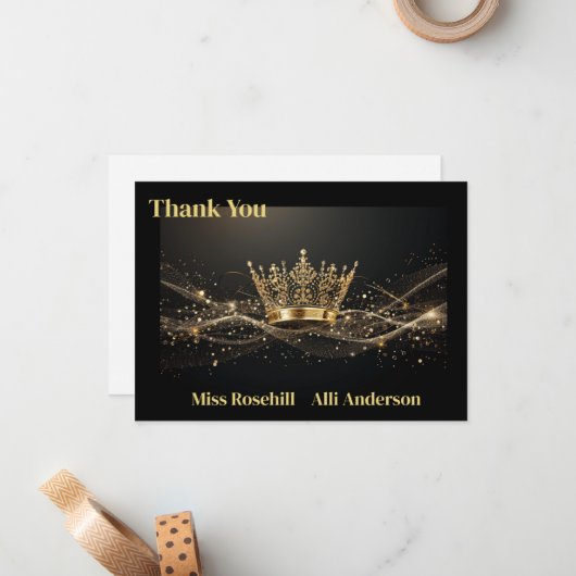 Pageant Crown Flat Danke Karte (Vorderseite/Rückseite Beispiel)