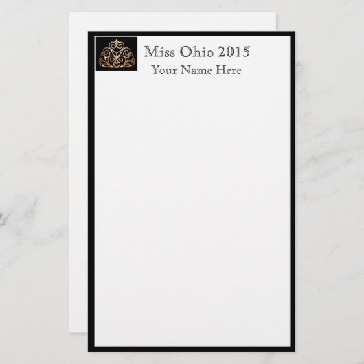 Pageant Crown & Individuelle Name Stationery Sheet Briefpapier (Vorne/Hinten)