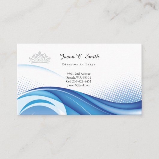 Pageant Crown Ocean Wave Business Card Telefonnummerkarte (Vorderseite)