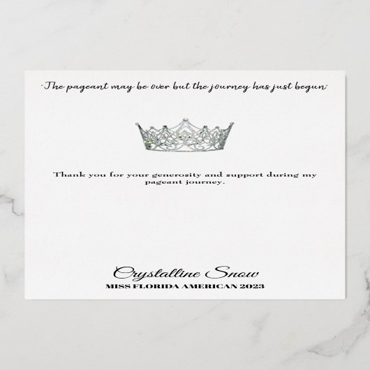 Pageant Essentials Foil Danke Karte (Rückseite)