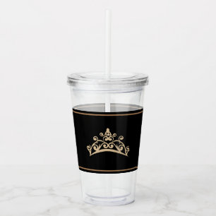Pageant Gold Tiara Crown Acrylic Tumbler Acryltrinkbecher
