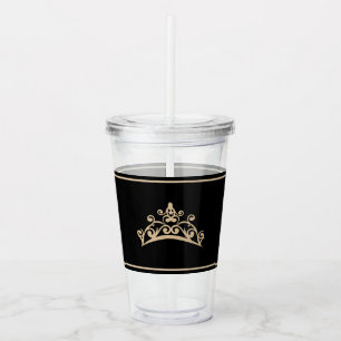 Pageant Gold Tiara Crown Acrylic Tumbler Acryltrinkbecher