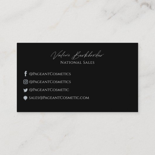 Pageant Logo Valerie Visitenkarte (Rückseite)