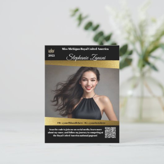Pageant Promo Autograph Card Gold Shine | QR-Code Postkarte (Stehend Vorderseite)