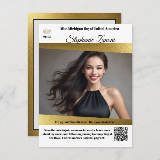 Pageant Promo Autograph Card Gold Shine | QR-Code Postkarte (Vorne/Hinten)