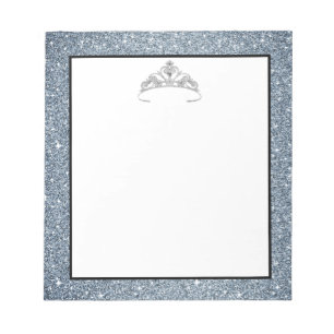 Pageant Rodeo Tiara Crown Blue Glitzer Notepad Notizblock