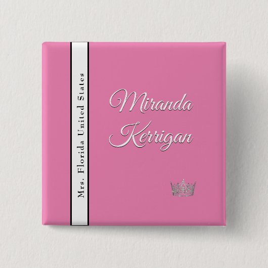 Pageant Sash Button-Button | Rosa Hintergrundfarbe Button (Vorderseite)