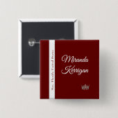 Pageant Sash Button-Button | Roter Hintergrund Button (Vorne & Hinten)