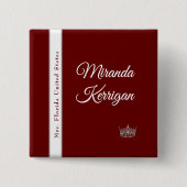 Pageant Sash Button-Button | Roter Hintergrund Button (Vorderseite)