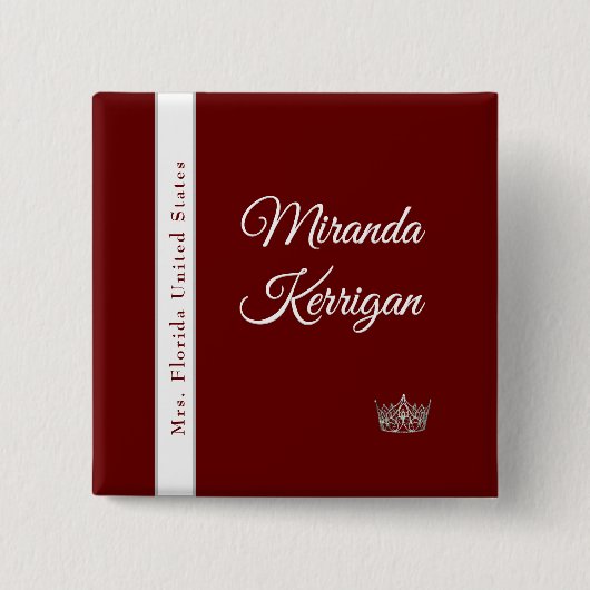 Pageant Sash Button-Button | Roter Hintergrund Button (Vorderseite)