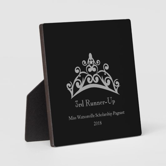 Pageant Silver Tiara Crown 3rd Runner-up Plaque Fotoplatte (Vorderseite)