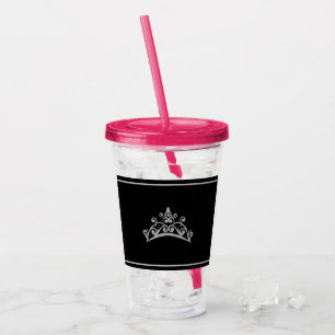 Pageant Silver Tiara Crown Acrylic Tumbler Acryltrinkbecher