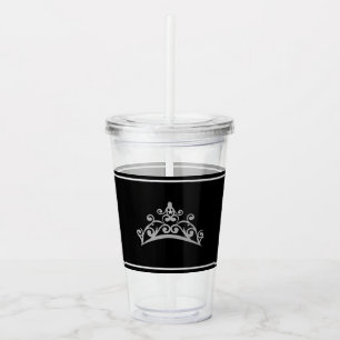 Pageant Silver Tiara Crown Acrylic Tumbler Acryltrinkbecher