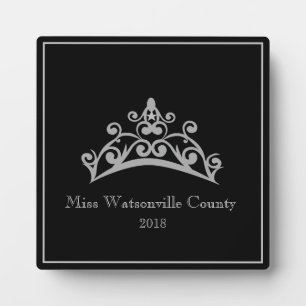 Pageant Silver Tiara Crown Titleholder Plaque Fotoplatte