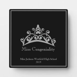 Pageant SLVR Tiara Crown Miss Congeniality Plaque Fotoplatte