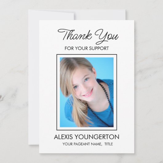 Pageant Sponsor Vielen Dank Foto Dankeskarte (Vorderseite)