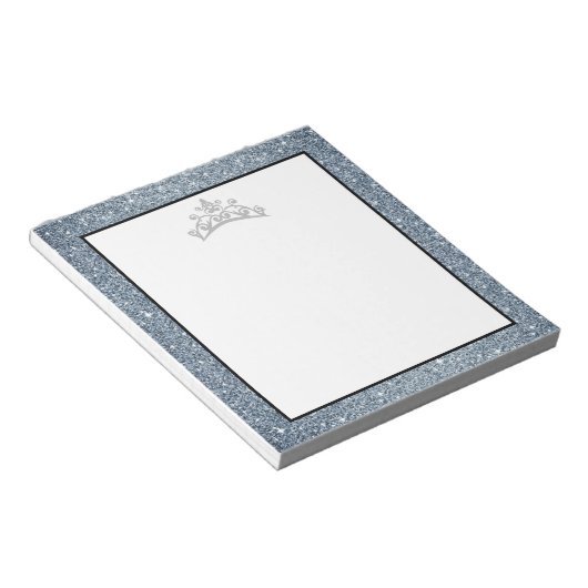 Pageant Tiara Crown Blue Glitzern Notepad Notizblock (angewinkelt)