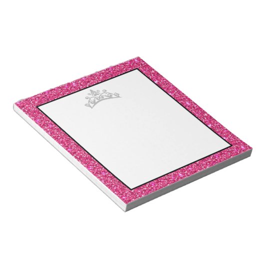 Pageant Tiara Crown Pink Glitzern Notepad Notizblock (angewinkelt)