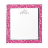 Pageant Tiara Crown Pink Glitzern Notepad Notizblock (Vorderseite)