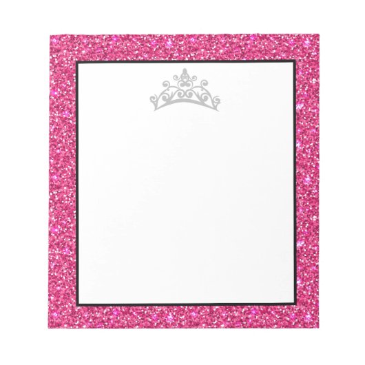 Pageant Tiara Crown Pink Glitzern Notepad Notizblock (Vorderseite)