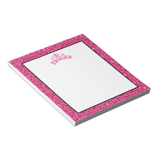 Pageant Tiara Crown Pink Glitzern Notepad Notizblock (angewinkelt)