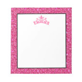 Pageant Tiara Crown Pink Glitzern Notepad Notizblock (Vorderseite)