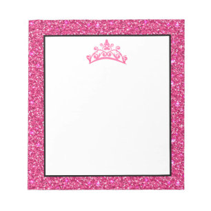 Pageant Tiara Crown Pink Glitzern Notepad Notizblock
