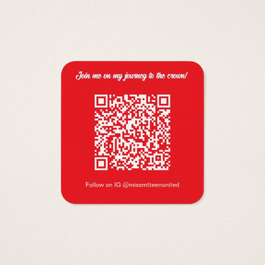 Pageant Titleholder Profile Card | Color Pop Red (Rückseite)